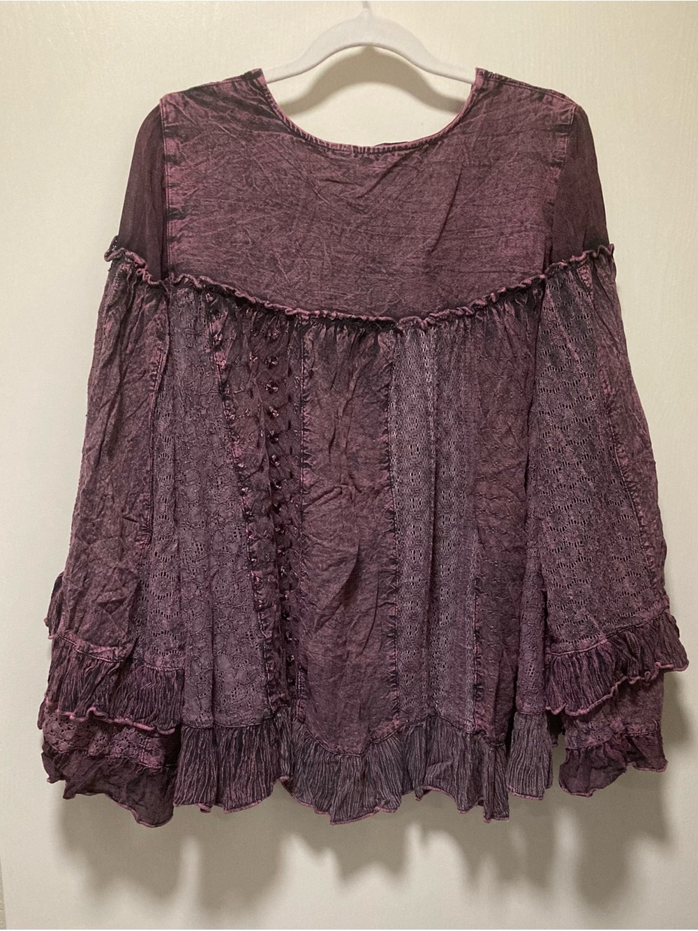 Young Threads Mulberry Boho Ruffle Button-Front Top - Picture 4 of 4